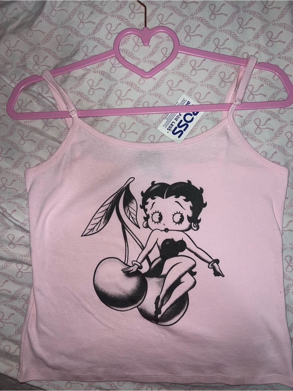 Pink Betty Boop Cherry Graphic Cami Tank Top Y2K Vintage Style